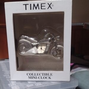 Timex Silver Motorcycle Mini Clock Ornament